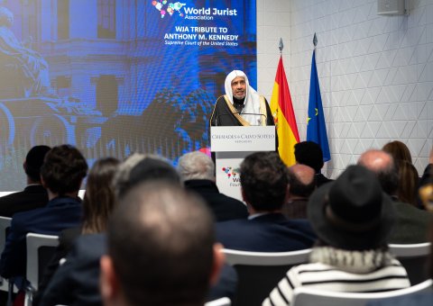 In Madrid, the World Jurist Association hosted Sheikh Dr. Mohammed Al-Issa for a keynote lecture titled "Religions for Peace."