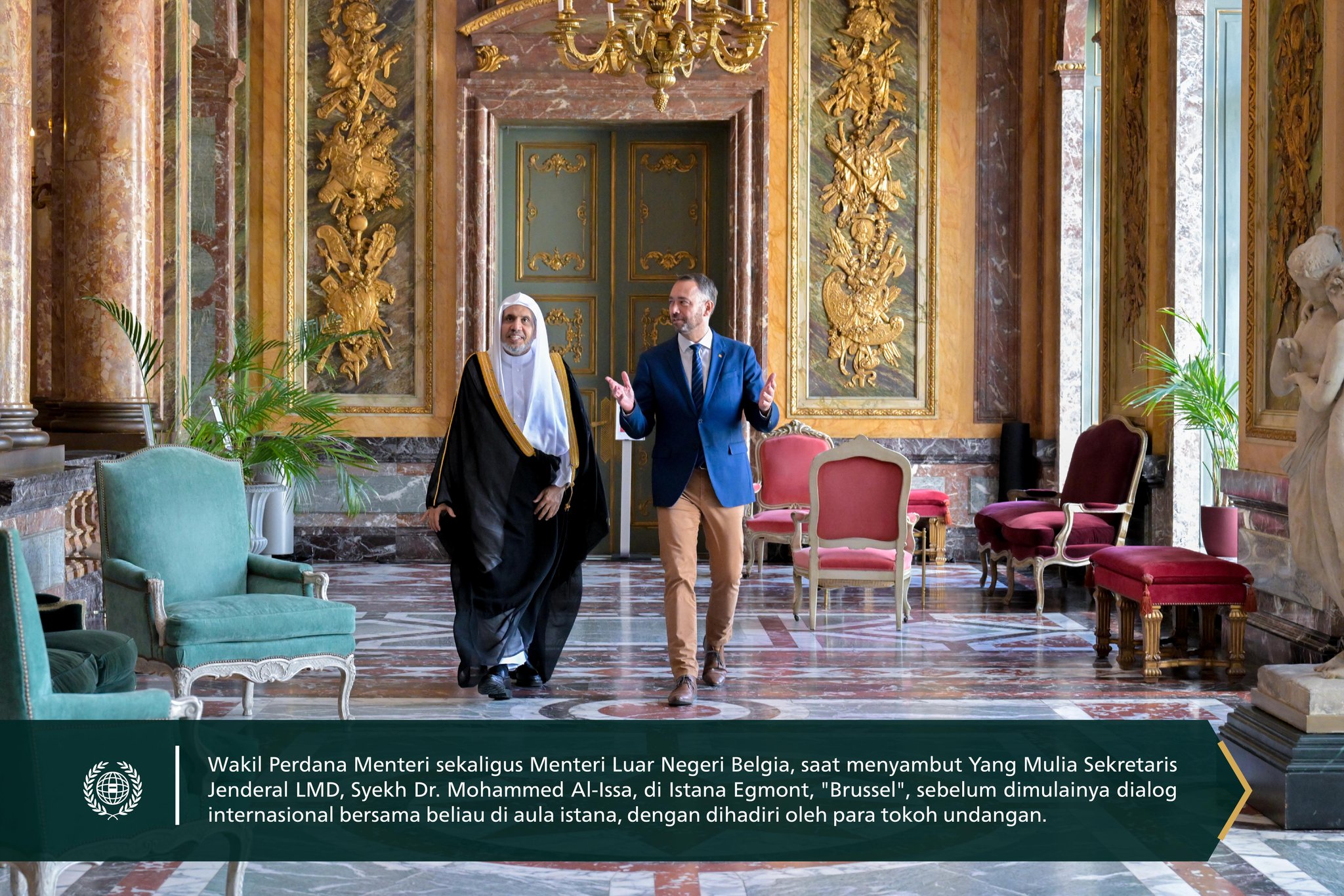 Kementerian Luar Negeri Belgia, bertempat di Istana Egmont, ibu kota "Brussel", menyelenggarakan dialog komprehensif bersama Yang Mulia Sekretaris Jenderal LMD sekaligus Ketua Organisasi Ulama Muslim, Syekh Dr. Mohammed Al-Issa