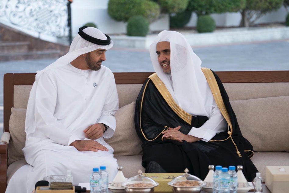 Le Prince Mohamed Ben Zayed recevant le Secrétaire général de la Ligue Islamique Mondiale, D. Mohammad Alissa