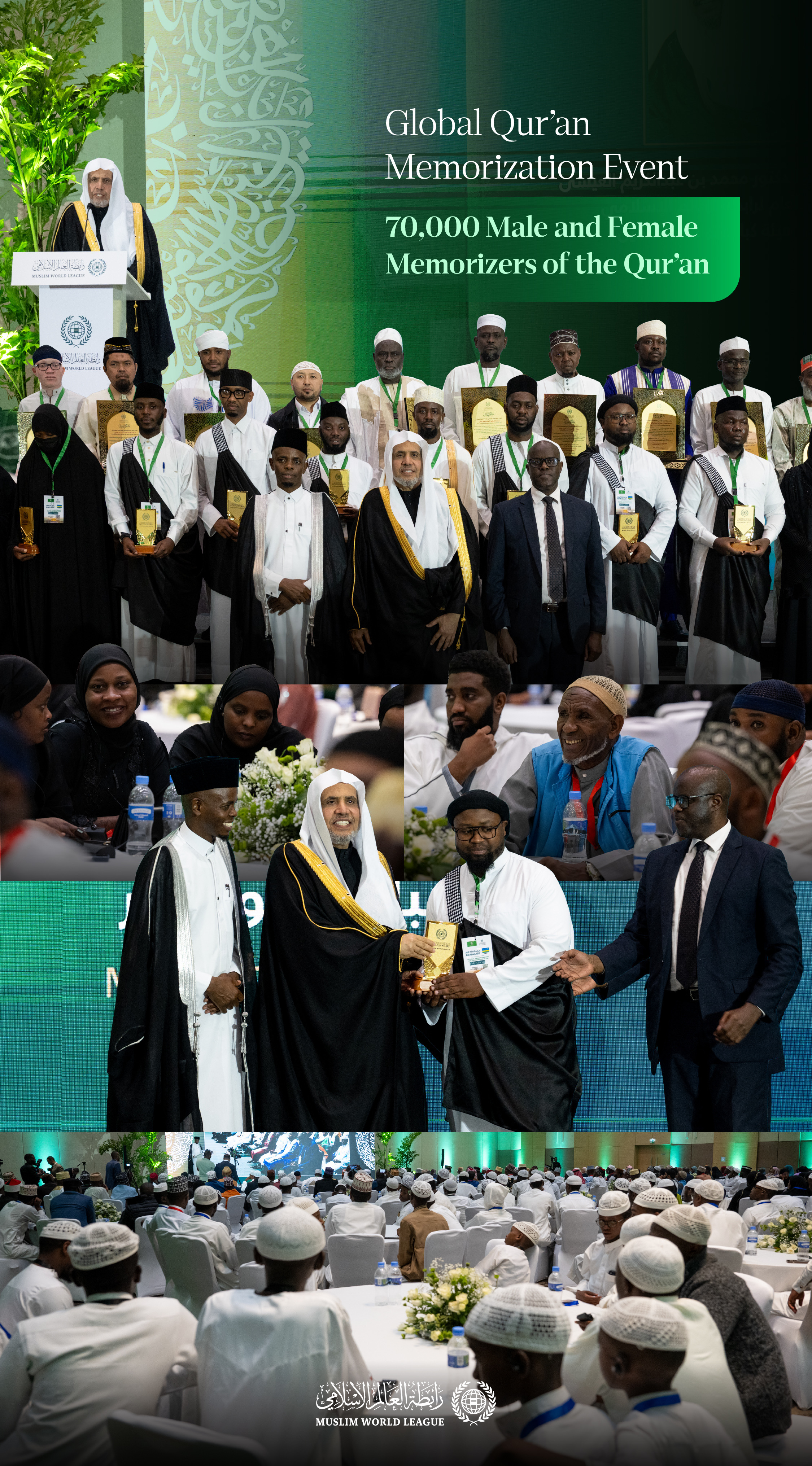 The #MuslimWorldLeague celebrated the graduation of 70,000 male and female memorizers of the Holy Qur’an from around the world.
