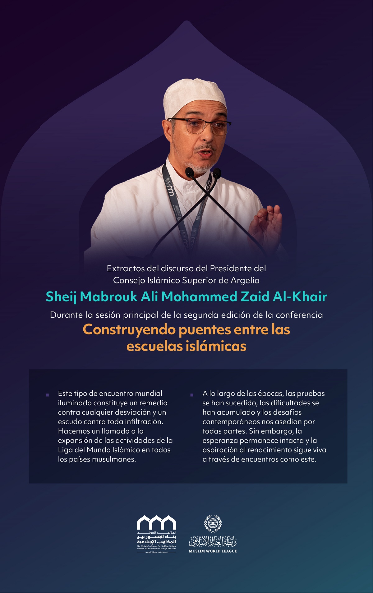 Extractos del discurso del Sheij Mabrouk Ali Mohammed Zaid Al-Khair, Presidente del Alto Consejo Islámico de Argelia