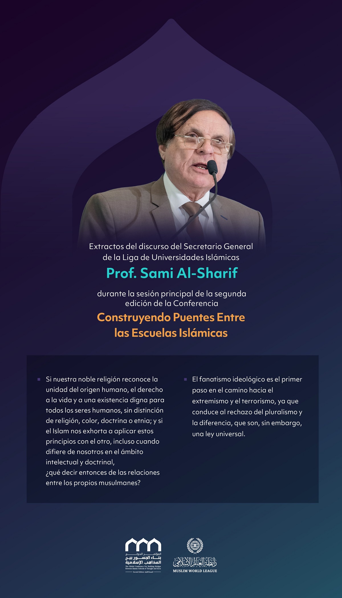 Extractos del discurso del Secretario General de la Liga de Universidades Islámicas, el Profesor Sami Al-Sharif