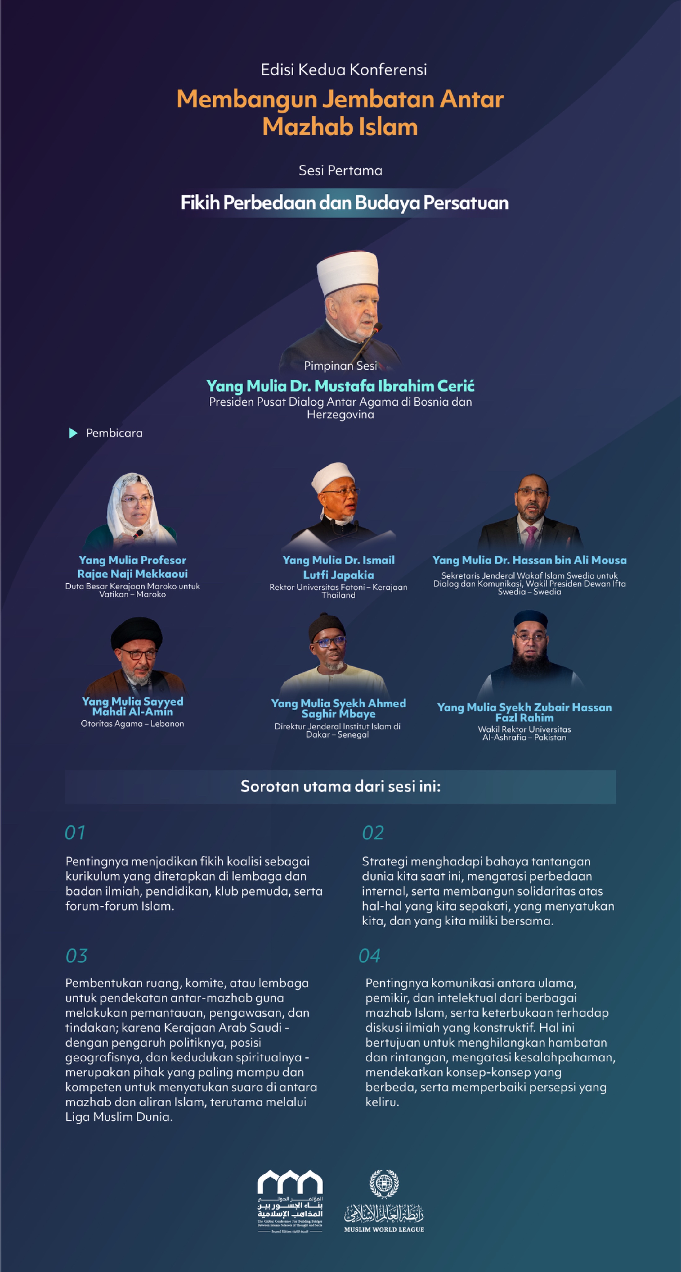 Kenali sorotan utama yang dibahas dalam sesi pertama "Fikih Perbedaan dan Budaya Persatuan", dalam edisi kedua Konferensi Membangun Jembatan Antar Mazhab Islam: