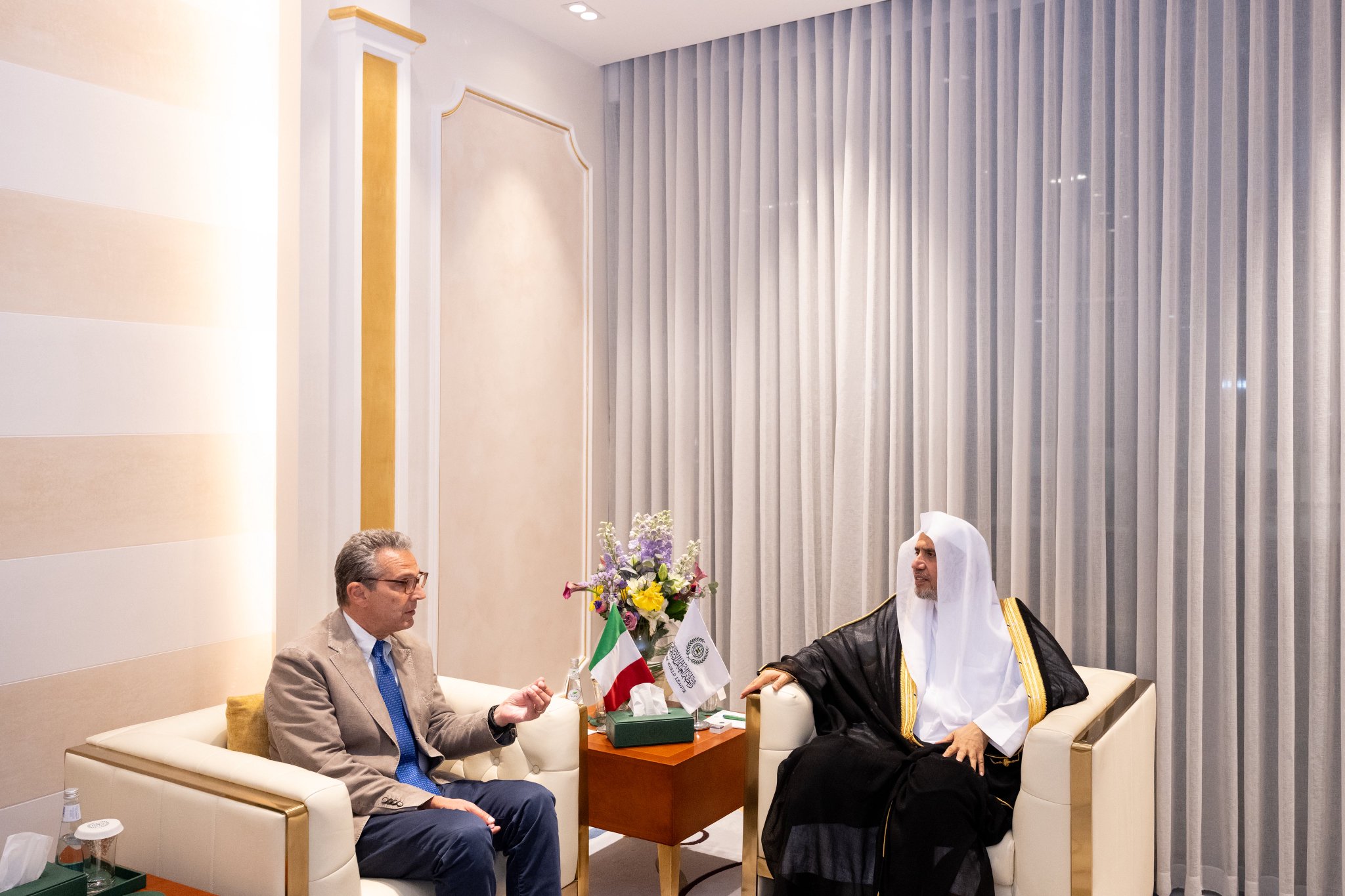H.E. Sheikh Dr. Mohammed Al-Issa , Secretary-General of the MWL, received H.E. Mr. Carlo Balducci, Ambassador of the Republic of Italy to the KSA