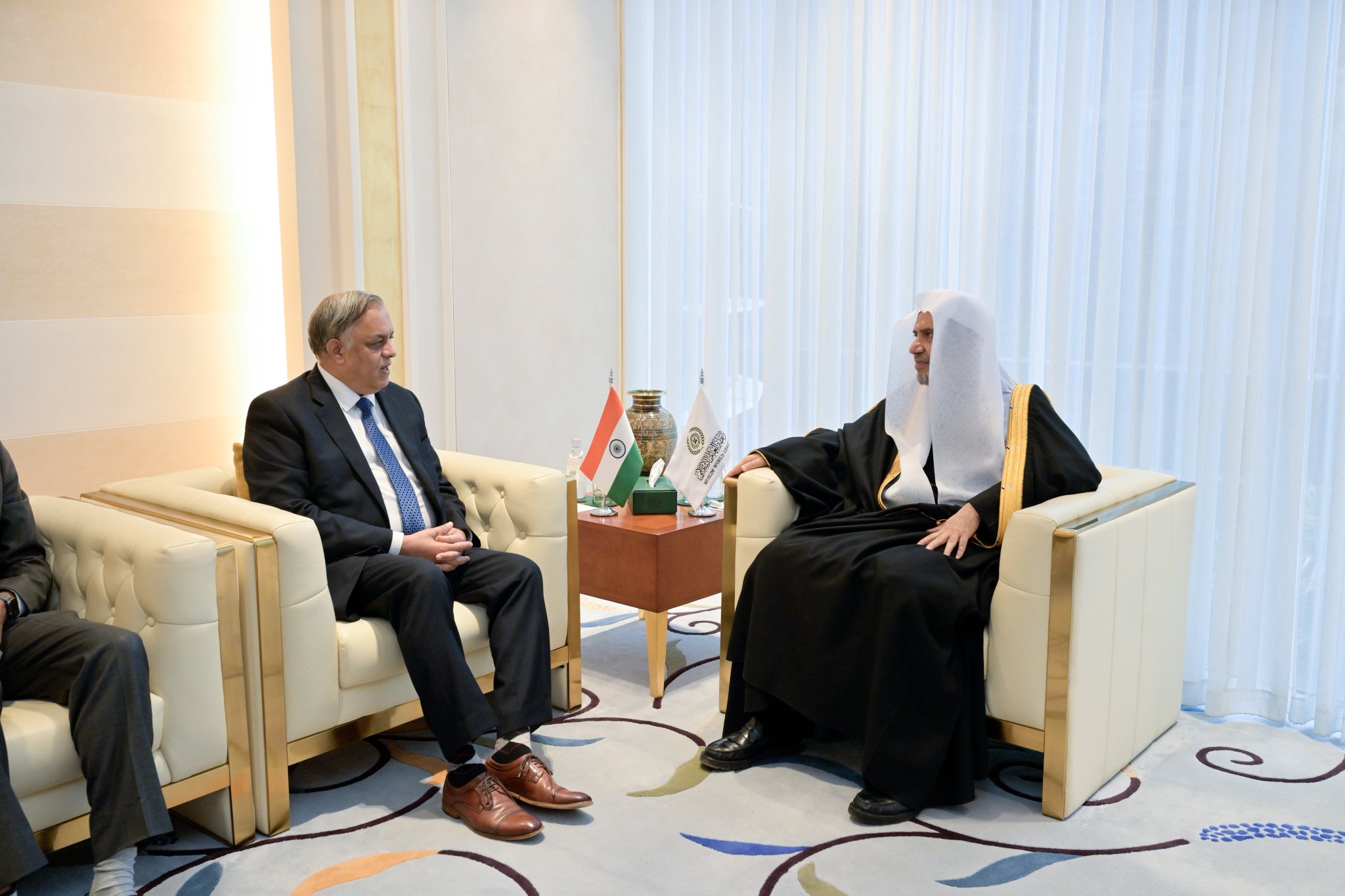 H.E. Sheikh Dr. Mohammed Al-Issa, met with H.E. Dr. Suhel Ajaz Khan, Ambassador of the Republic of India to the Kingdom of Saudi Arabia