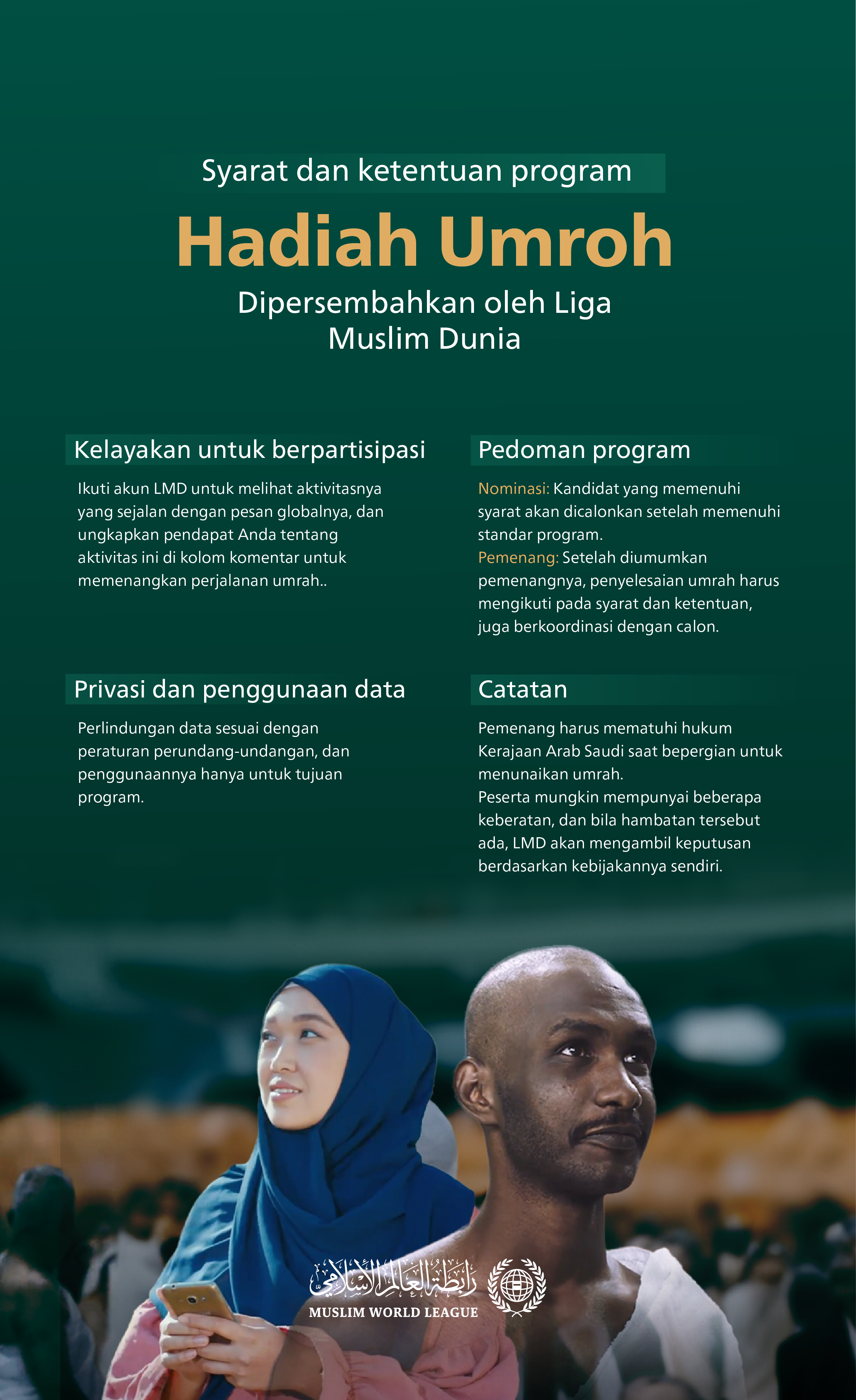 Syarat dan ketentuan Program Hadiah Umroh yang dipersembahkan oleh Liga Muslim Dunia