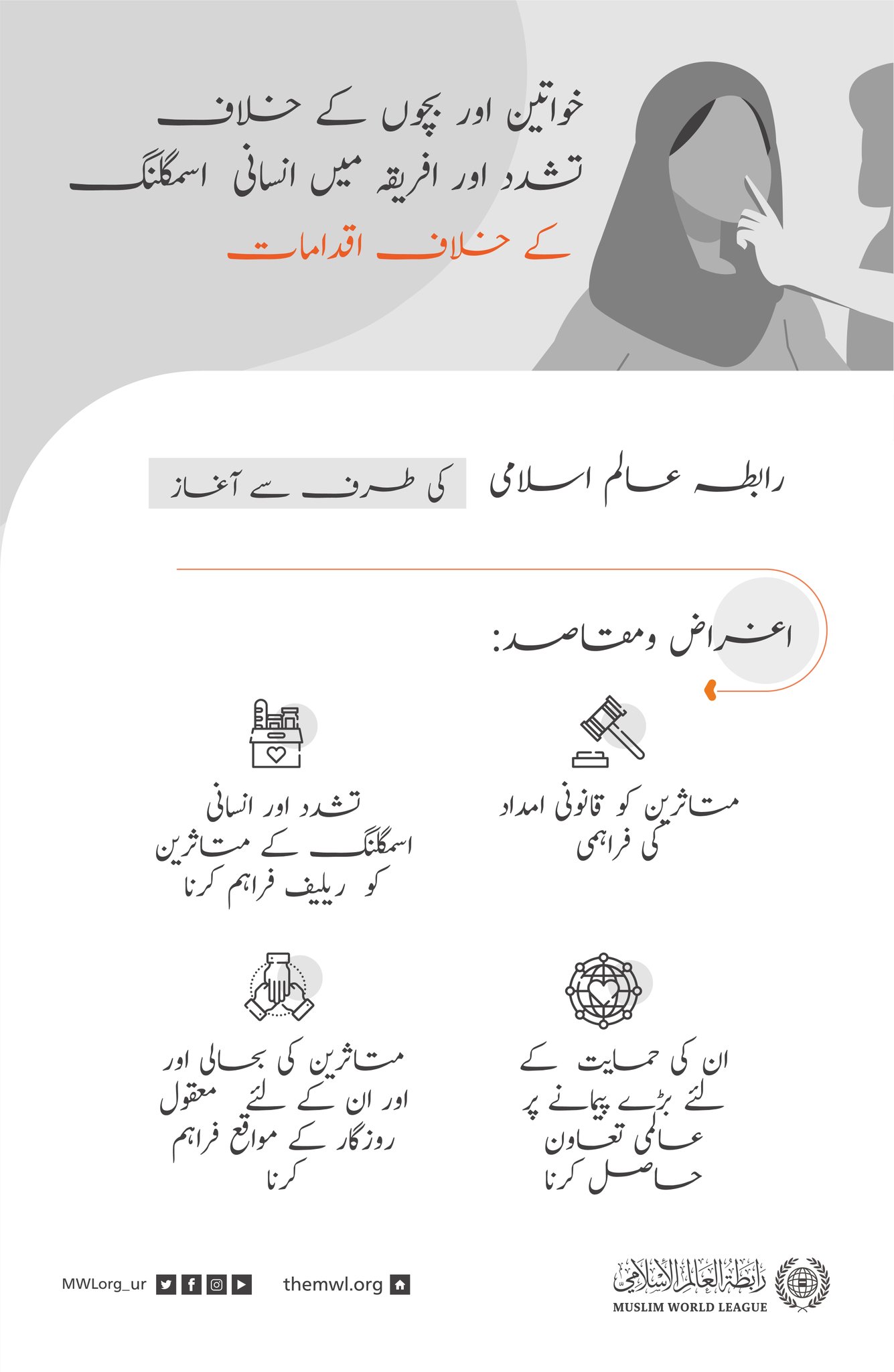 خواتين اور بچوں کے خلاف تشدد اور انسانی اسمگلنگ کا مقابلہ رابطہ عالم اسلامی کی طرف سے عالمی جرائم سے نمٹنے کے لئے بین الاقوامی اقدامات میں سے ایک