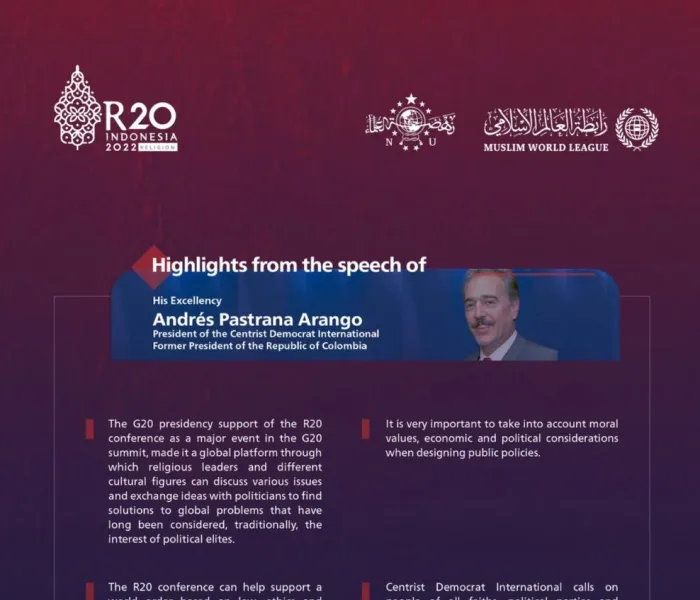 Remarks from the President of the Centrist Democrat International at the R20 Summit.