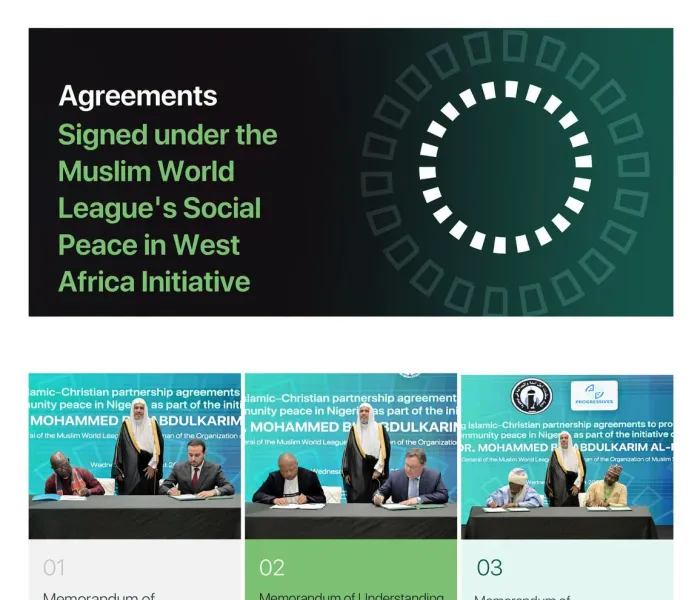 H.E. Sheikh Dr. Mohammed Al-Issa , Secretary-General, witnessed the signing of a number of agreements between Islamic and Christian leaders in Nigeria to promote civil peace and strengthen social cohesion