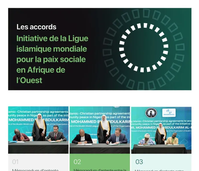 Le Secrétaire général, cheikh Mohammed Al-Issa a assisté à la signature de plusieurs accords entre les responsables musulmans et chrétiens du Nigéria, visant à soutenir la paix civile et la cohésion sociale