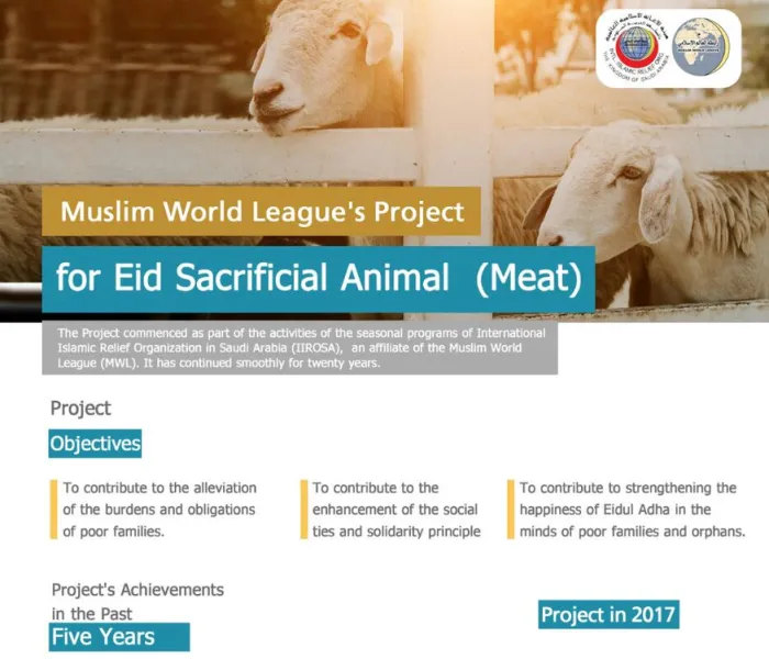 The MWL allocates 7 million Saudi riyals for sacrificial animals projects in 47 countries. 130 000 families will benefit from the project