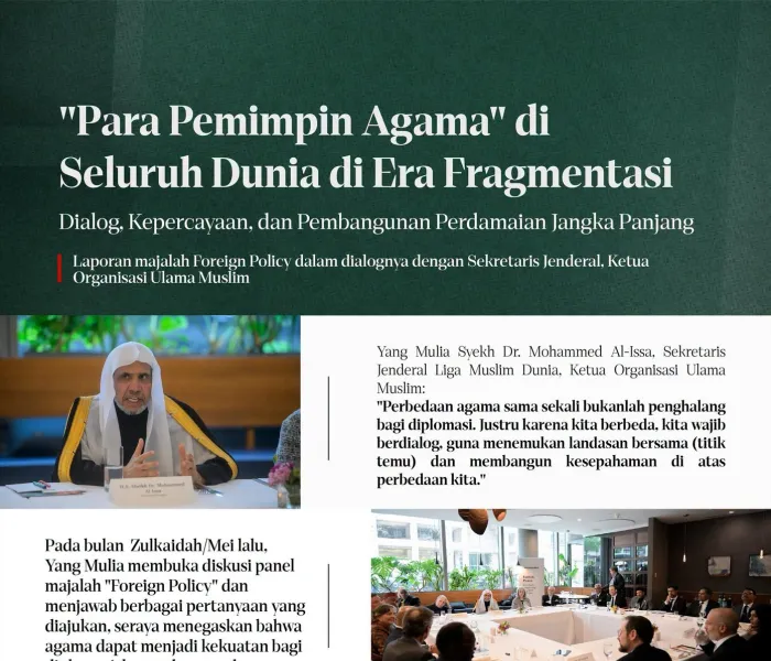 Simak poin-poin utama dari diskusi panel yang dibuka oleh Yang Mulia Sekretaris Jenderal LMD, Syekh Dr. Mohammed Al-Issa, serta jawaban beliau atas berbagai pertanyaan dalam acara yang diselenggarakan oleh majalah "Foreign Policy" di ibu kota Amerika