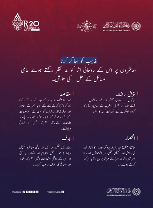 قابل اور مؤثر عالمی مذہبی قیادت میں منتشر اور مکرر روایتی مکالمات سے بڑھ کر مشرق اور مغرب کے درمیان پل کا کردار اداکرتے ہوئے عالمی بحرانوں کا مؤثر اور پائیدار حل کی تلاش