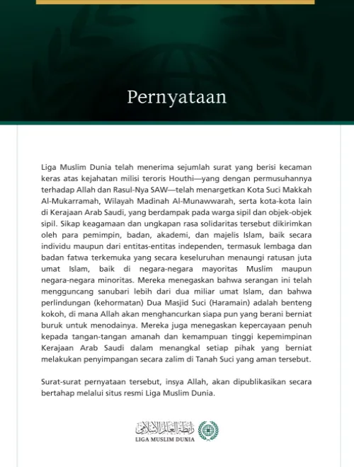 Pernyataan Mengenai Sejumlah “Sikap Keagamaan” dan “Ungkapan Solidaritas” yang Diterima LMD Terkait Kejahatan Milisi Teroris Houthi