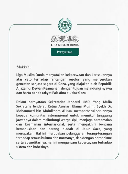 Pernyataan dari Liga Muslim Dunia: