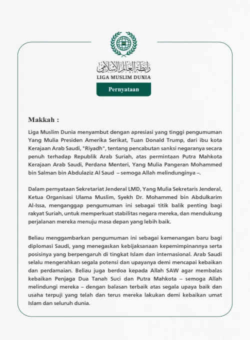 Pernyataan dari Liga Muslim Dunia: