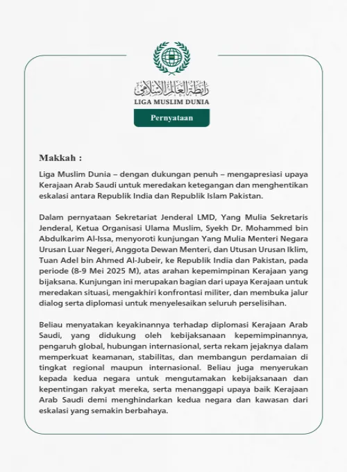 Pernyataan dari Liga Muslim Dunia: