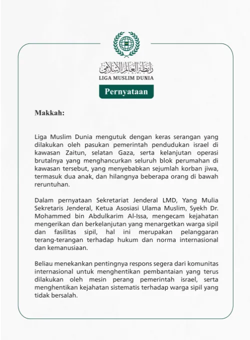 Pernyataan dari Liga Muslim Dunia: