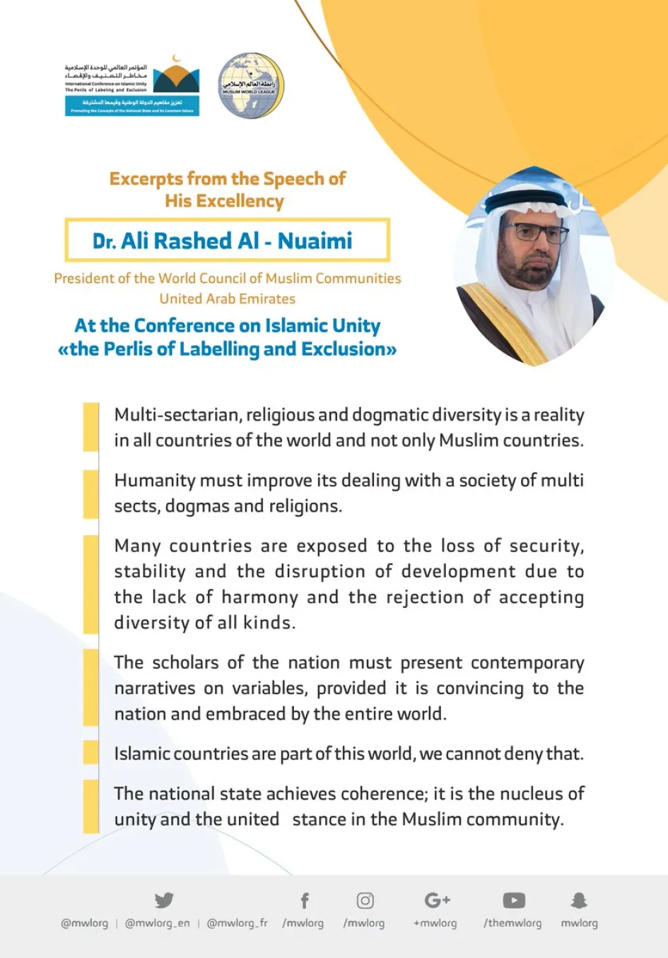Algi Rashed HE Dr. Ali Rashed AlNuaimi addresses 1200 Islamic Figures from 127 ...