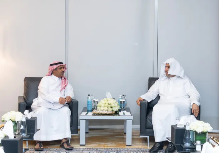 His Excellency Sheikh Dr. Mohammad Al-Issa meets His Excellency Professor Ali Abdullah Moussa, Secretary General of the International Council of the Arabic Language.