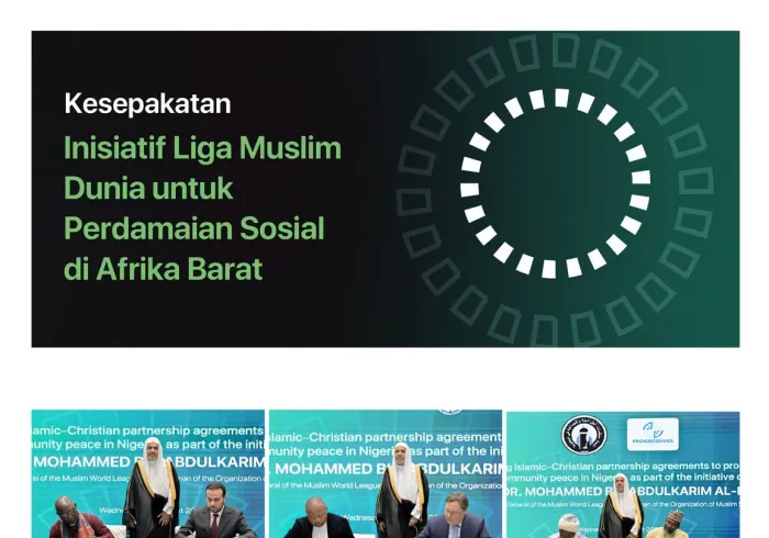 Yang Mulia Sekretaris Jenderal LMD, Syekh Dr. Mohammed Al-Issa , menyaksikan penandatanganan sejumlah kesepakatan antara para pemimpin Islam dan Kristen di Nigeria