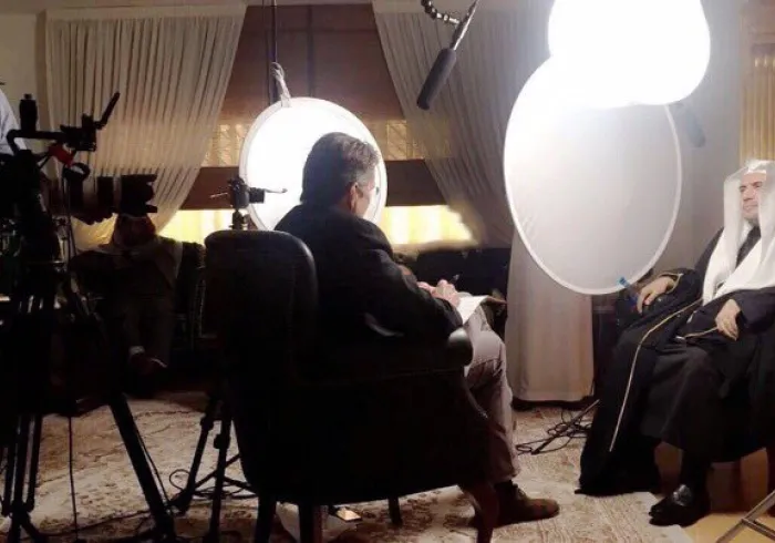 Le SG lors d'un interview prolongé pour le programme "Frontline" de la chaine américaine PBS ce matin dans son bureau de Ryadh.