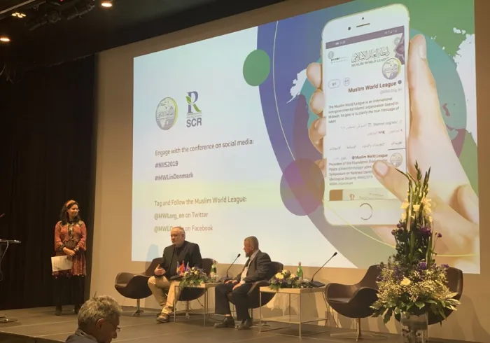 Author Gísli Jökull Gíslason from Iceland, and Danish Imam Abdul Wahid Pedersen discuss the importance of fostering a sense of belonging and being a part of a greater community within a national identity during the third panel at today's symposium.NIIS2019 MWL in Denmark
