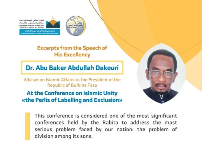 HE Dr. Abu Baker Abdullah Dakouri addresses 1200 Islamic Figures representing 28 Islamic Components at the MWL conference on Islamic Unity
