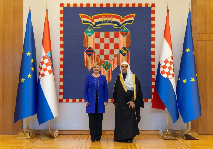 La Présidente de la République de Croatie reçoit au palais présidentiel Mohammad Alissa.