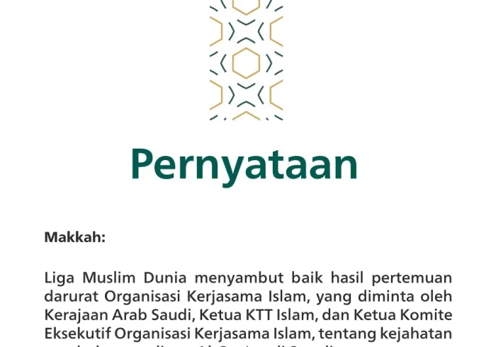 Pernyataan dari Liga Muslim Dunia: