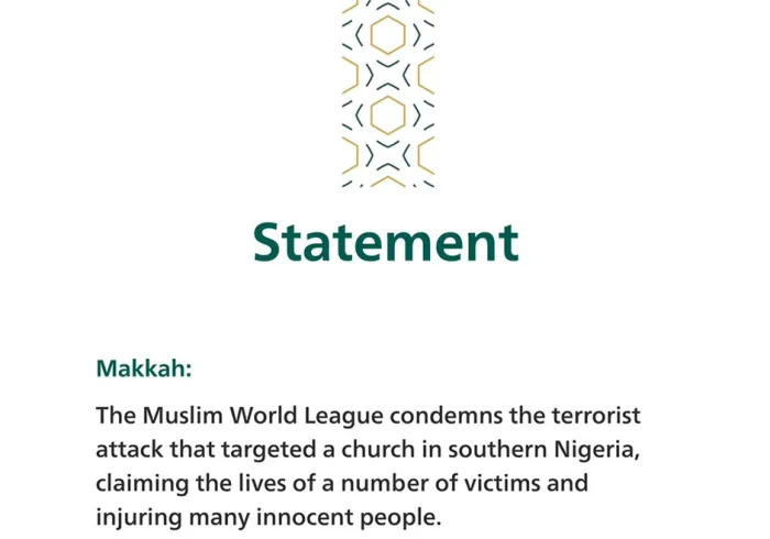 Statement from the Muslim World League: