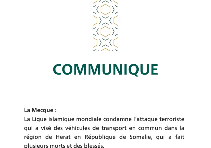 Communiqué de la Ligue Islamique Mondiale :