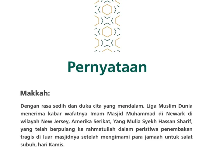 Pernyataan dari Liga Muslim Dunia:
