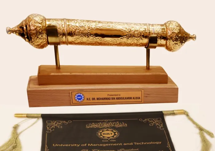 HE Dr. Mohammad Alissa,  was awarded an honorary doctorate from the University of Management & Technology in Lahore