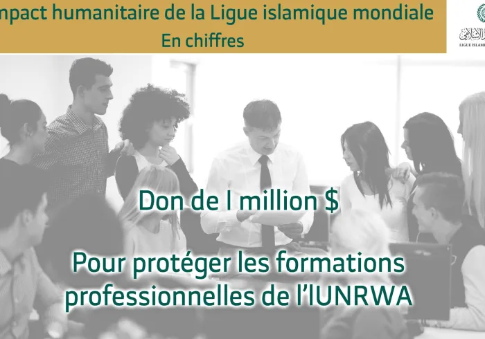 Dans le cadre de son programme de secours contre la COVID19, la LIM a fait un don de 1 million $ pour financer les formations professionnelles de l’UNRWA et couvrir les salaires du personnel pendant un an.