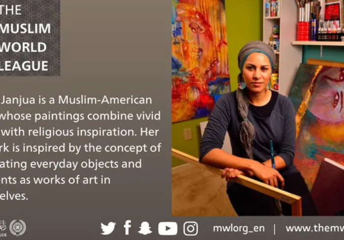 Nadia Janjua is a Muslim American artist known for fusing religious inspiration with vivid colors