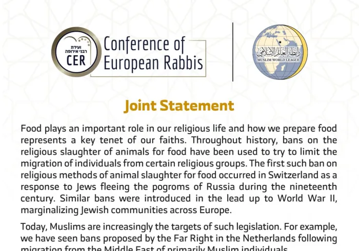 Earlier this month, MWL issued a joint statement with europeanrabbis