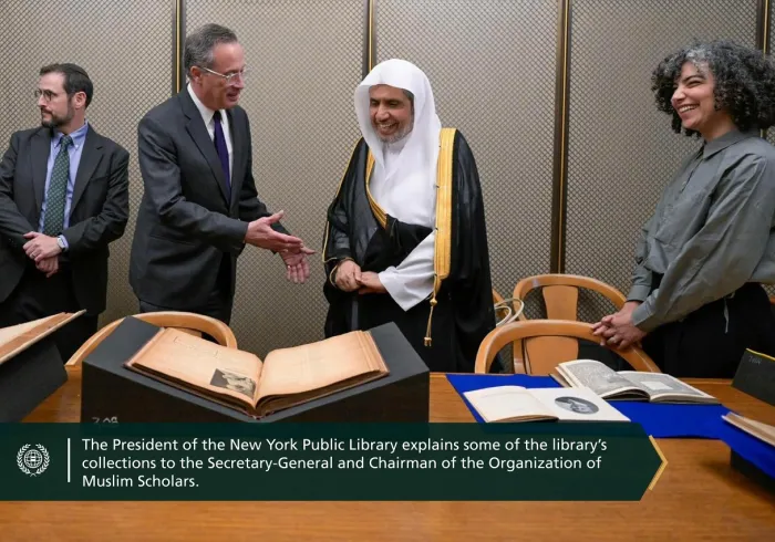 At one of the world’s three largest libraries, the New York Public Library hosted H.E. Sheikh Dr. Mohammed Al-Issa , Secretary-General of the MWL, He was received by the Library’s President, along with a number of senior officials