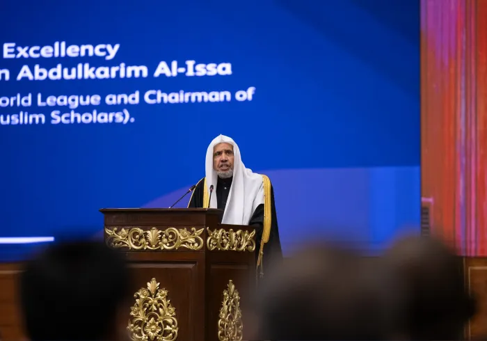 El Secretario General, Presidente de la Comisión de Ulemas, el Sheij Mohammed Al-Issa, durante el lanzamiento de la conferencia EducacionDeNiñas en las sociedades musulmanas desde la capital de Pakistán, Islamabad: