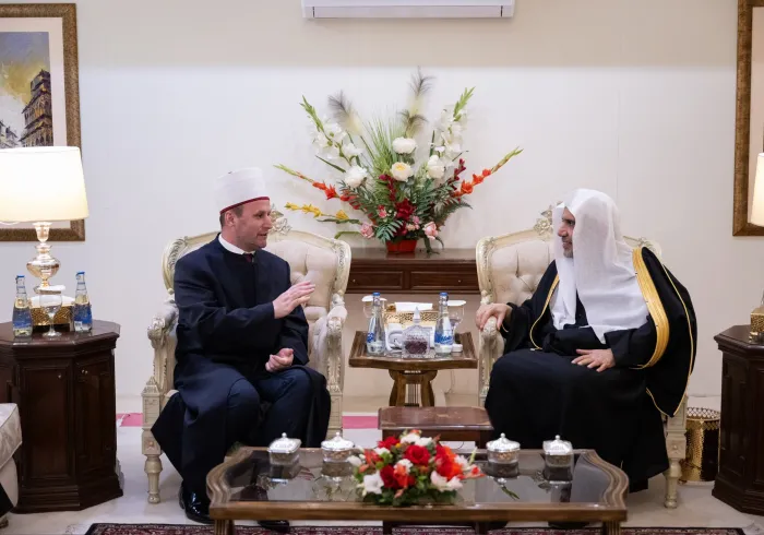 His Excellency Sheikh Dr. Mohammed Al-Issa, Secretary-General of the MWL and Chairman of the Organization of Muslim Scholars, met with His Eminence Sheikh Bujar Spahiu, Grand Mufti of Albania and President of the Albanian Islamic Community.