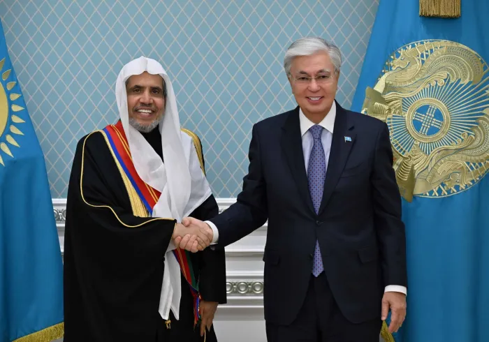 Today, at the Presidential Palace in the capital, Astana, H.E. President Kassym-Jomart Tokayev, President of the Republic of Kazakhstan, received H.E. Sheikh Dr. Mohammed Al-Issa , Secretary-General of the Muslim World League (MWL) and Chairman of the Organization of Muslim Scholars