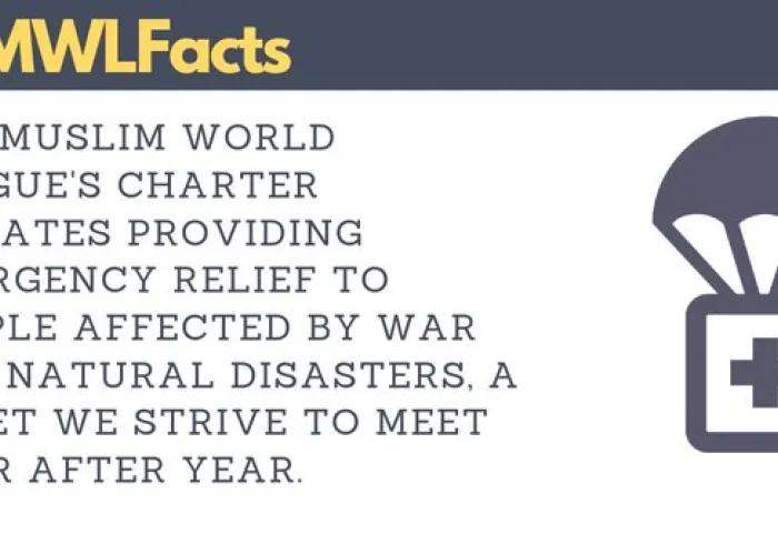 The MWL charter dictates providing emergency relief to people affected by both war and natural disasters