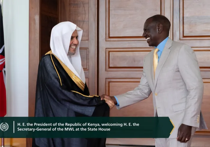 His Excellency President Mr. William Ruto of the Republic of Kenya welcomed His Excellency Sheikh Dr. Mohammed Al-issa, Secretary-General of the Muslim World League and Chairman of the Organization of Muslim Scholars, at the State House in Nairobi