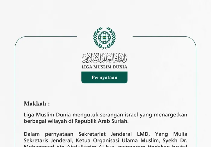 Liga Muslim Dunia mengutuk serangan israel yang menargetkan berbagai wilayah di Republik Arab Suriah.