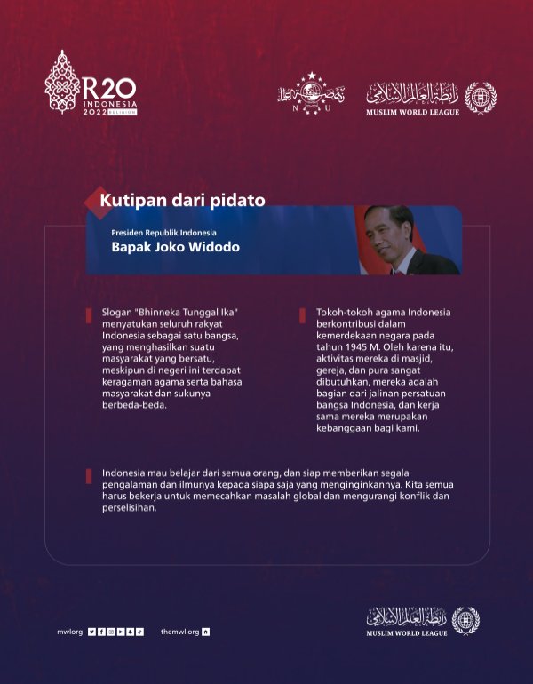 Kutipan dari pidato Presiden Republik Indonesia, Bapak Joko Widodo, pada peluncuran KTTR20 di Bali:
