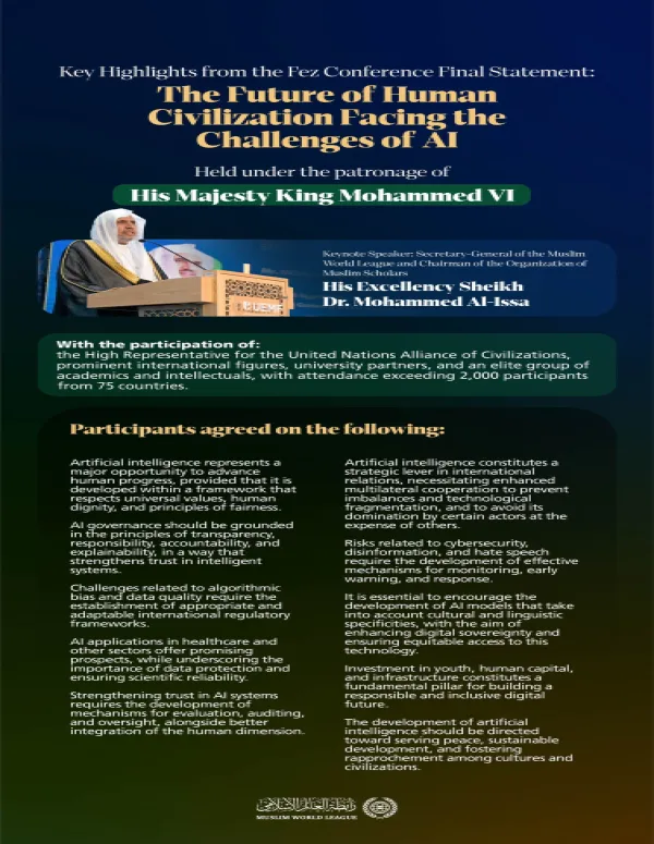 The Euromed University Conference issued the “Fez Message” on Human Civilization and Artificial Intelligence. Here are the highlights: