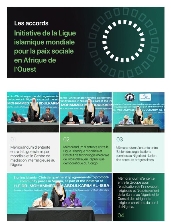 Le Secrétaire général, cheikh Mohammed Al-Issa a assisté à la signature de plusieurs accords entre les responsables musulmans et chrétiens du Nigéria, visant à soutenir la paix civile et la cohésion sociale