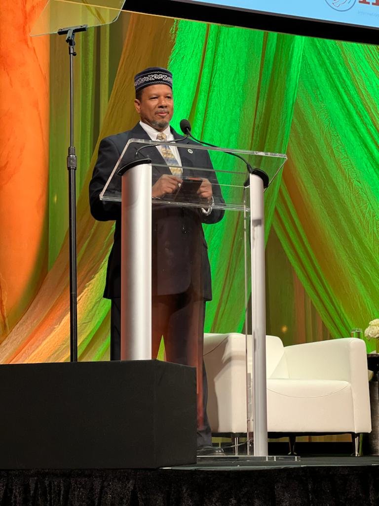 Imam Talib Shareef, President of Masjid Muhammad, speaks to the central message of uplifting humanity