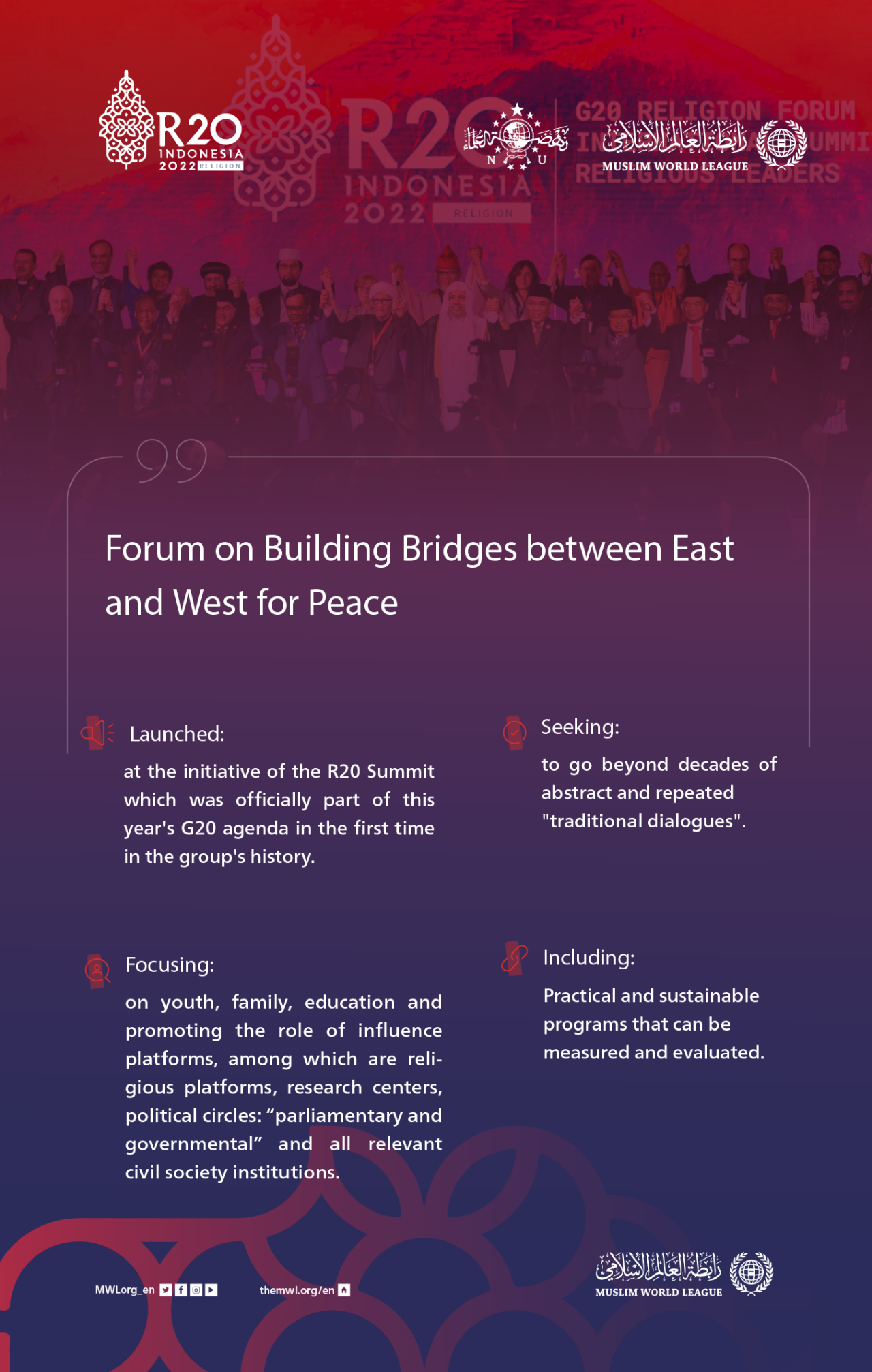 The Muslim World League Launches The Forum on Building Bridges Between East & West