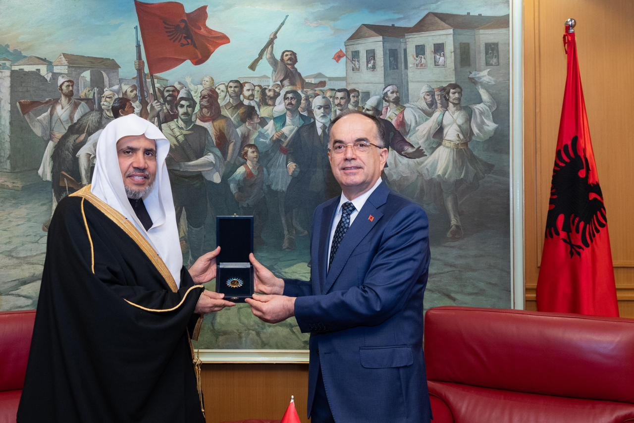 His Excellency Mr. Bajram Begaj, President of the Republic of Albania, awarded His Excellency Sheikh Dr. Mohammed Alissa, Secretary-General of the Muslim World League and Chairman of the Organization of Muslim Scholars